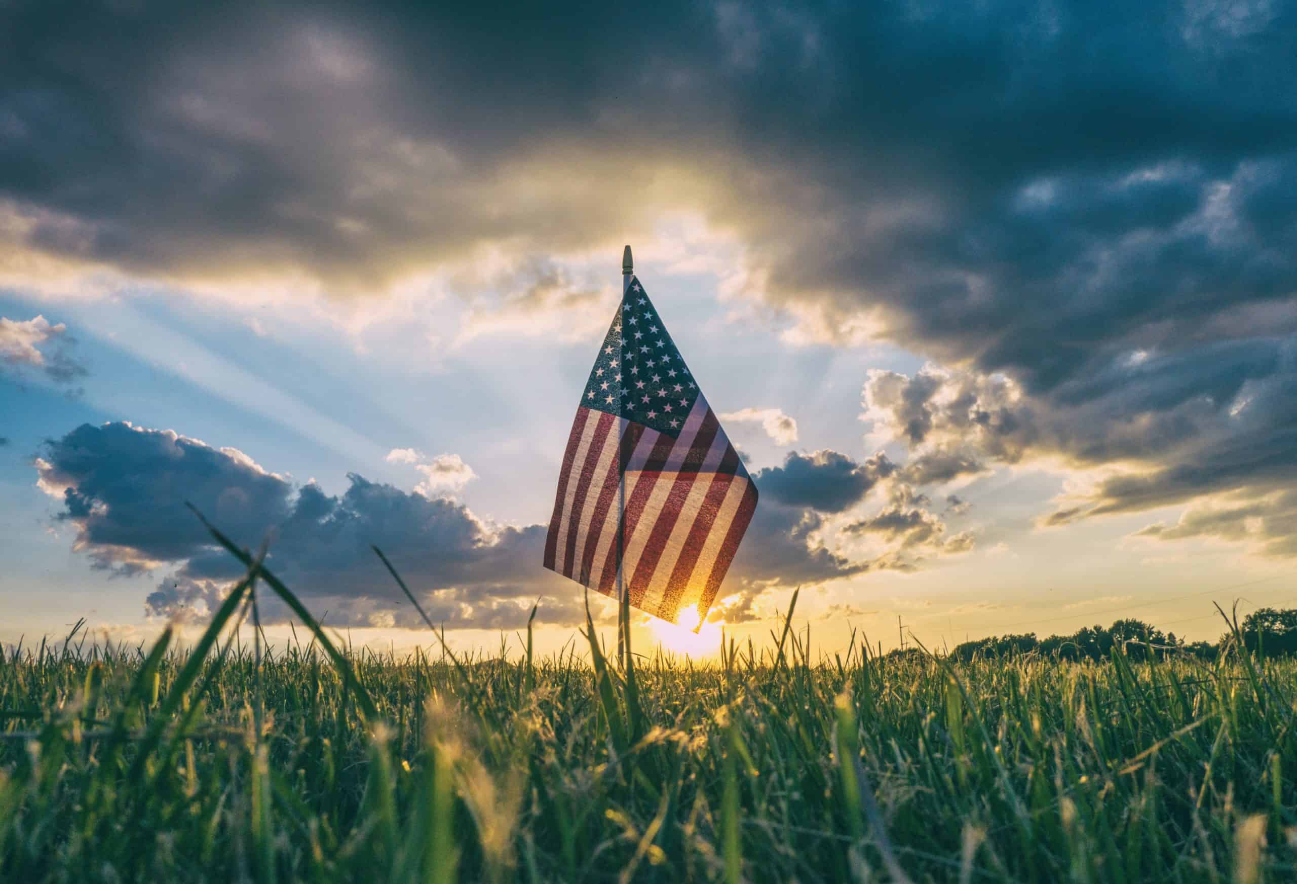 american flag in field