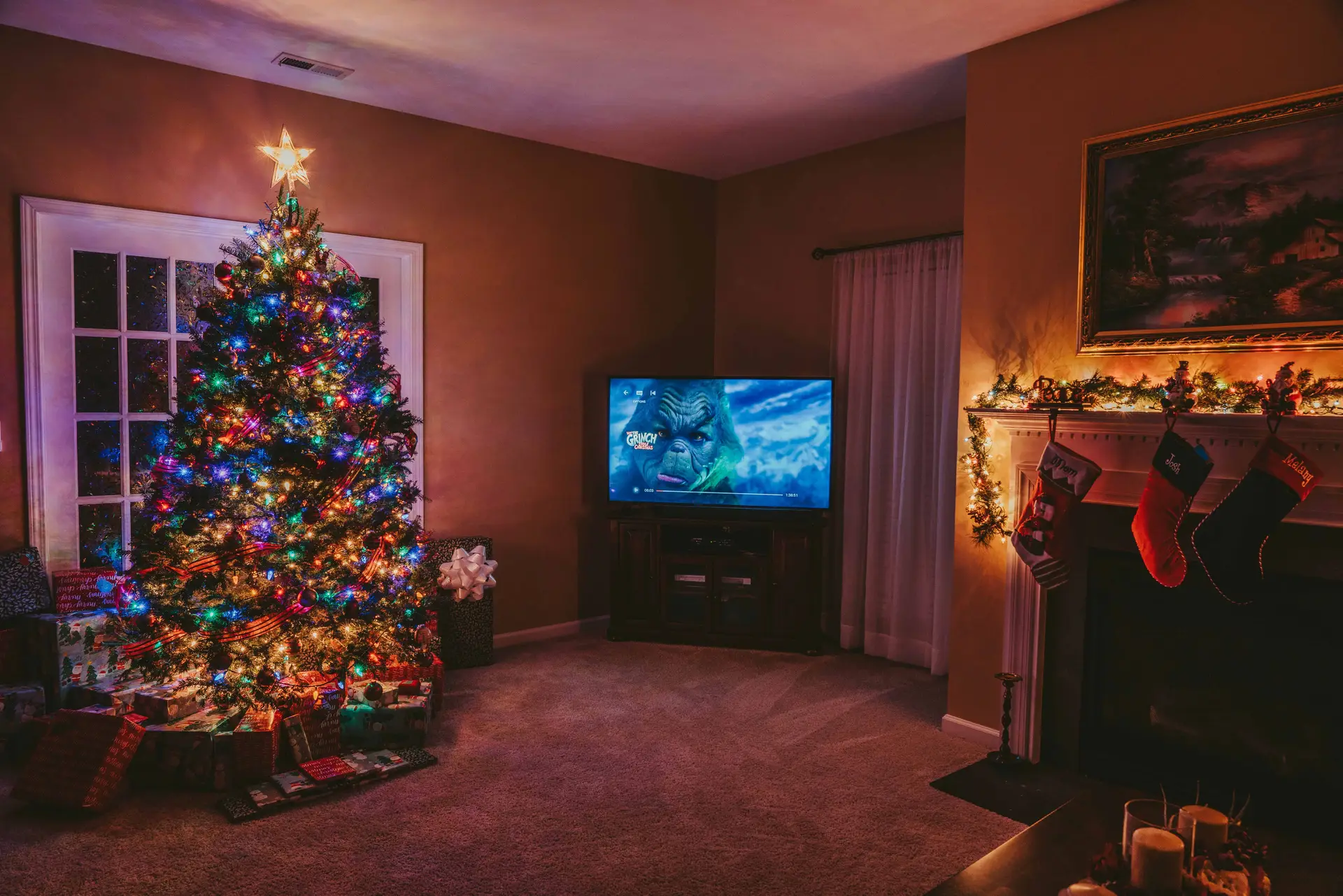 Christmas movies in living room