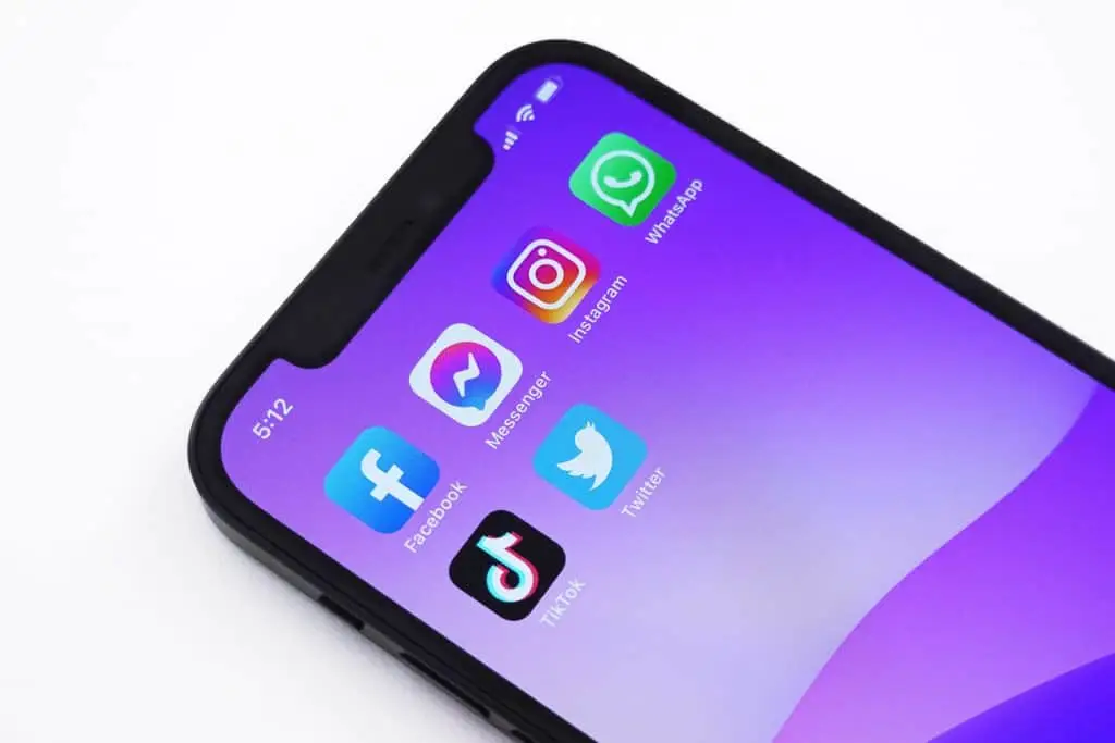 iphone with social media platform apps